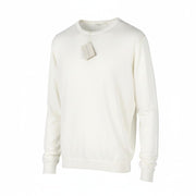 FILIPPO DE LAURENTIIS Men Jumper IT54 XL White 140s Merino Wool Silk Cashmere