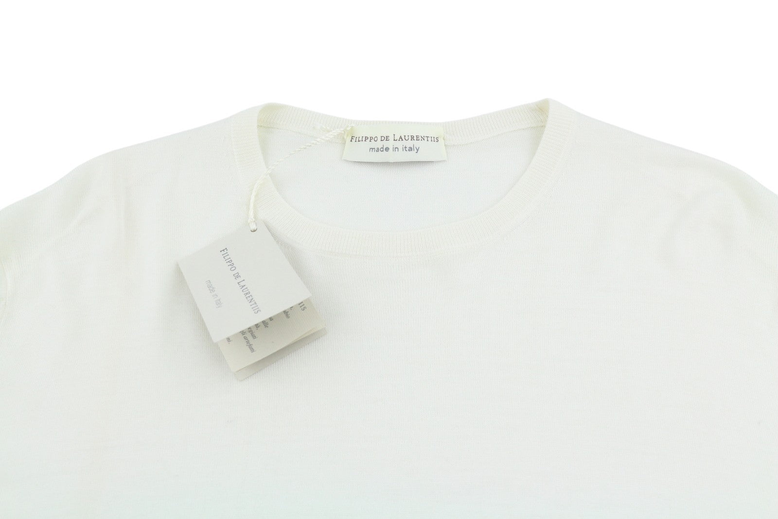 FILIPPO DE LAURENTIIS Men Jumper IT54 XL White 140s Merino Wool Silk Cashmere