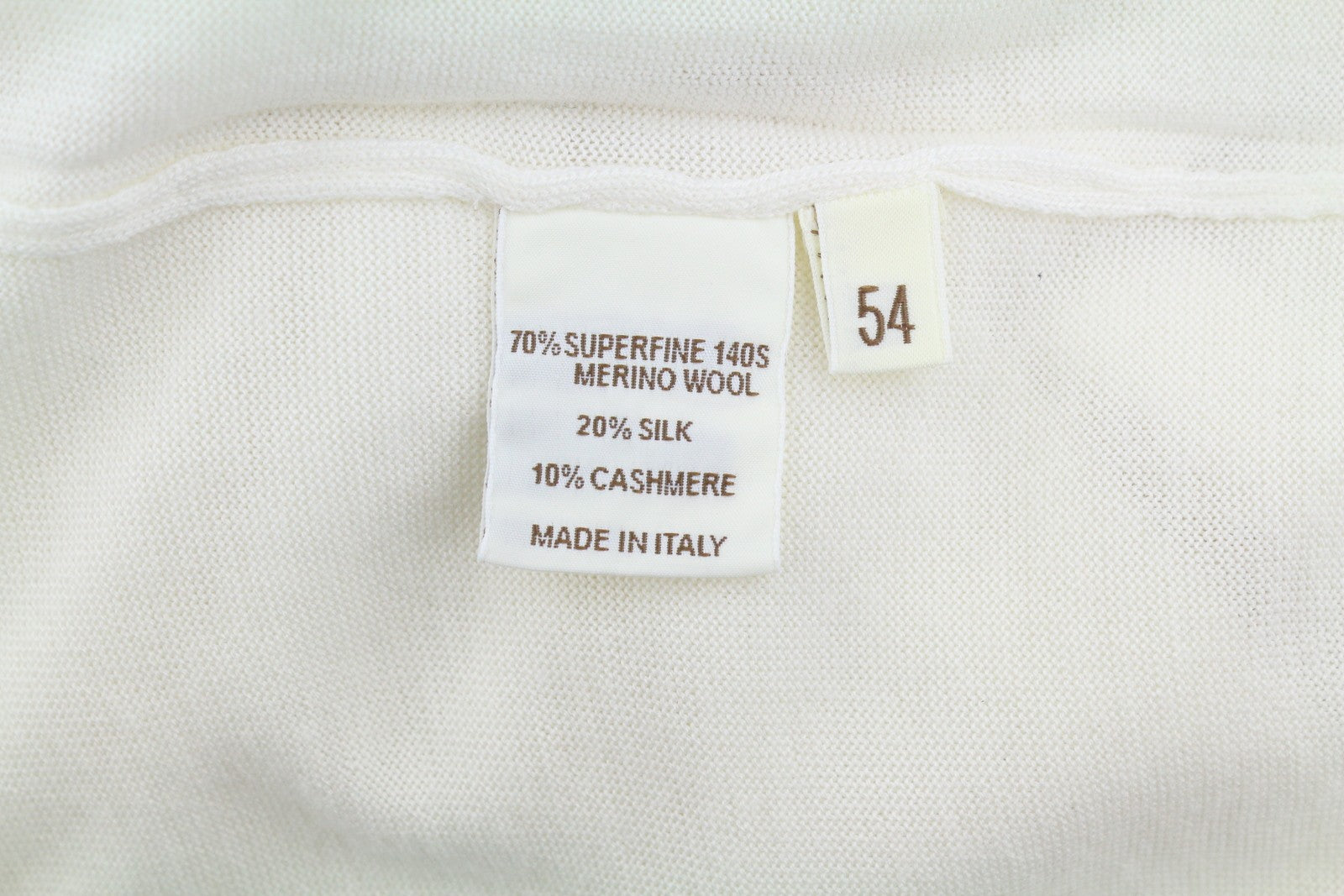 FILIPPO DE LAURENTIIS Men Jumper IT54 XL White 140s Merino Wool Silk Cashmere