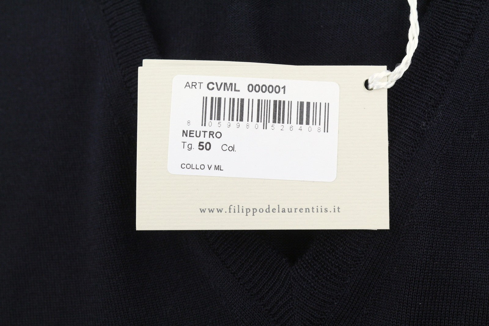 FILIPPO DE LAURENTIIS Men Jumper IT50 M Dark Blue Navy V-Neck Tight Knit Pull On
