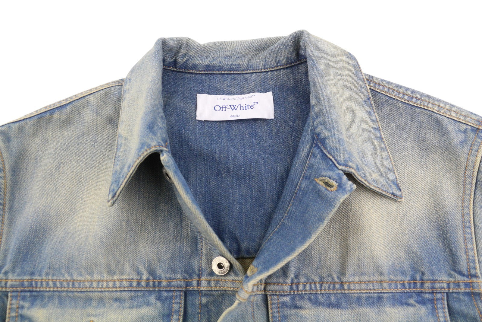 OFF-WHITE c/o VIRGIL ABLOH Diag Raw Patch Skate Denim Men Jacket XL FW25