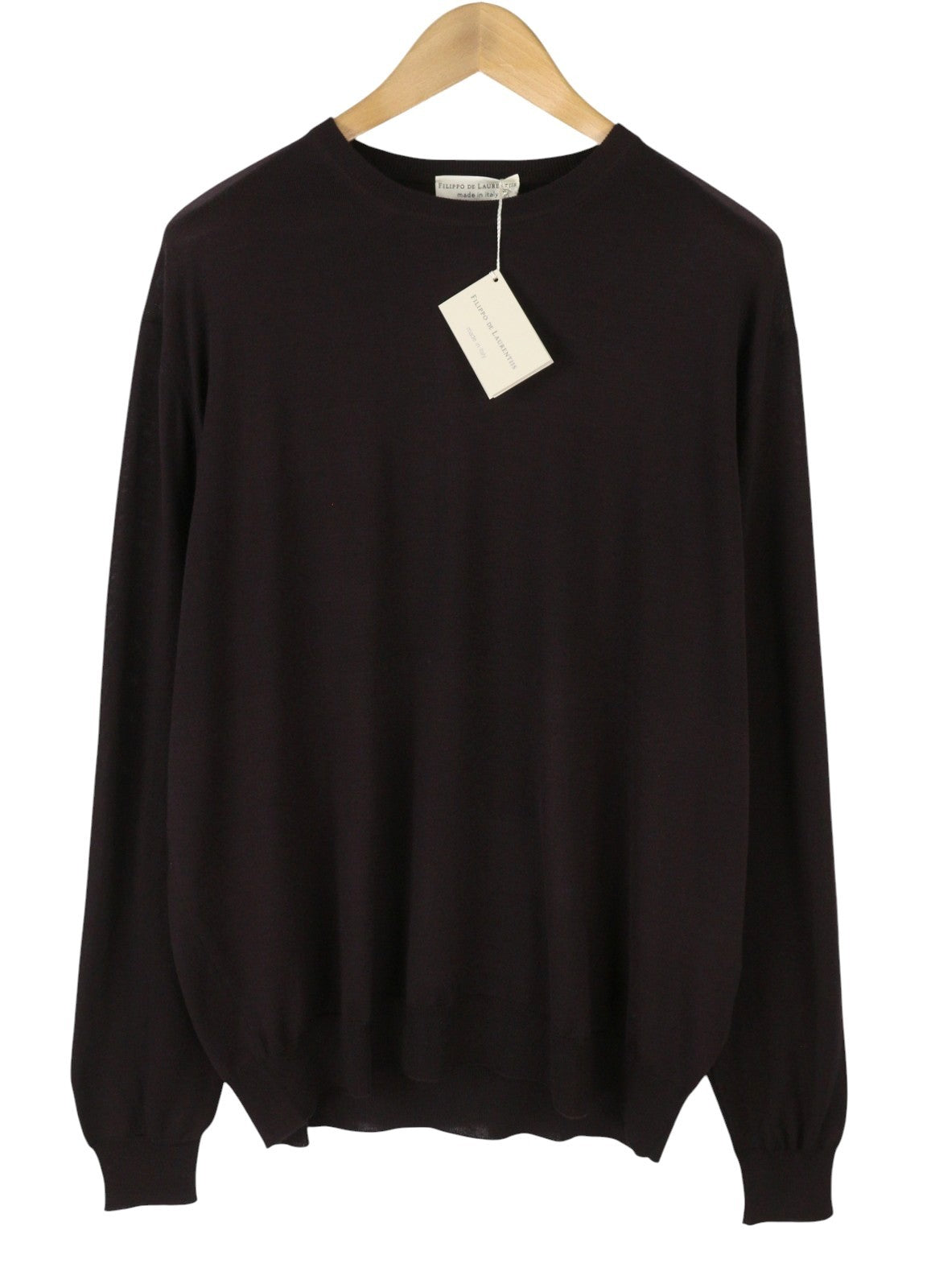 FILIPPO DE LAURENTIIS Men Jumper IT58 2XL Brown Superfine 120s Merino Wool Knit