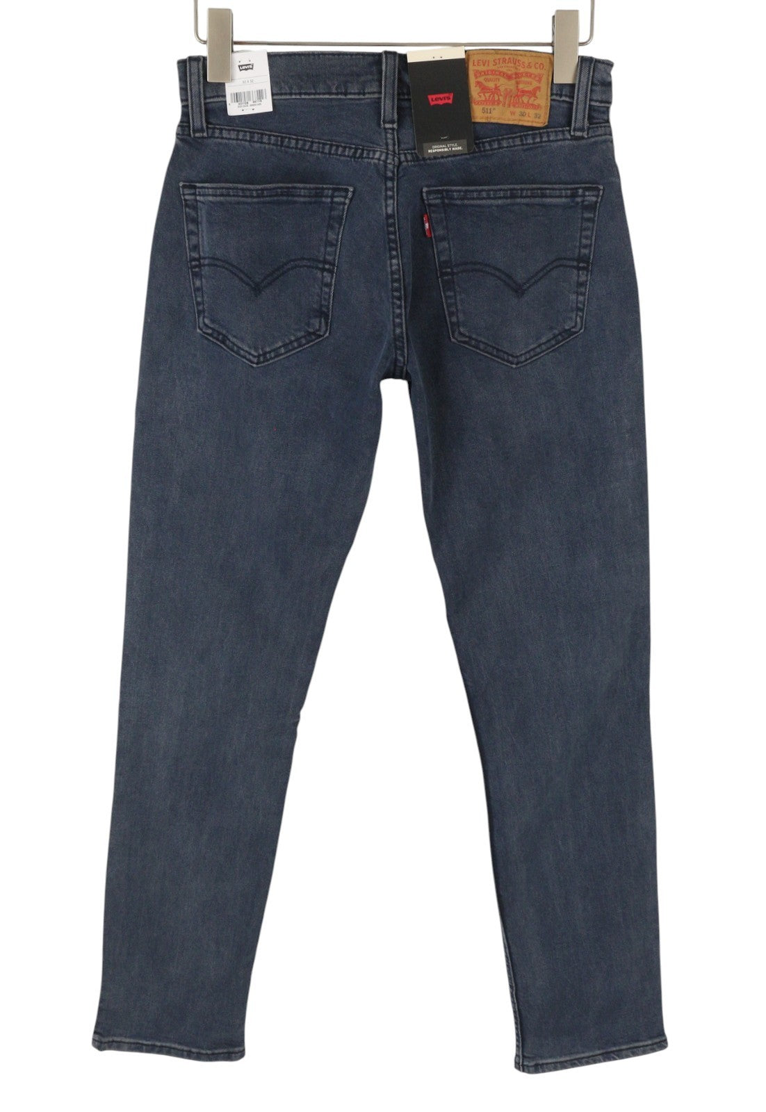 LEVI'S 511 Men Jeans W30/L32 Dark Blue Faded Slim Fit Zip Fly Denim