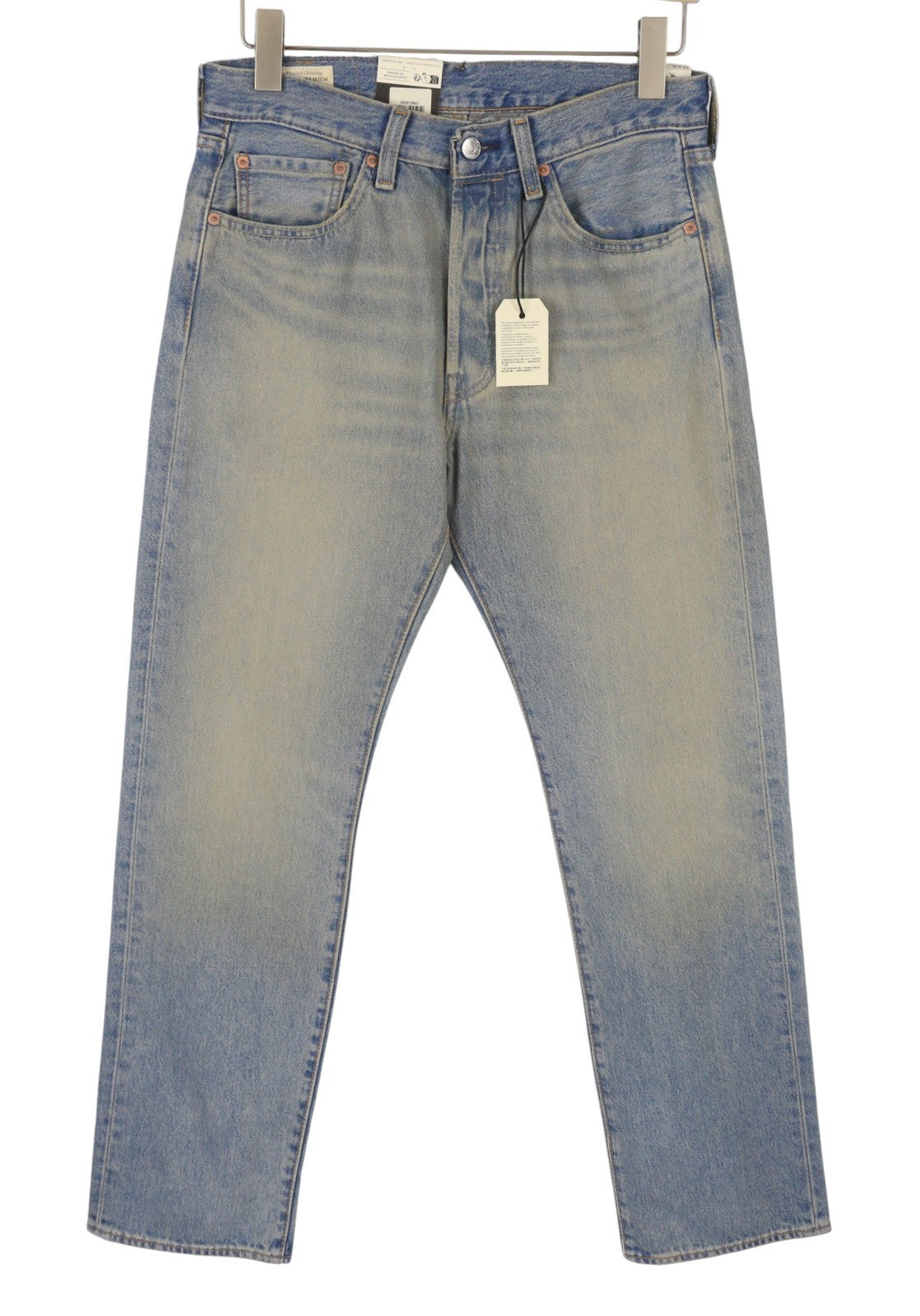 LEVI'S 501 Men Jeans W31/L32 Blue Whiskers Faded Aged Look Straight Fit Big E