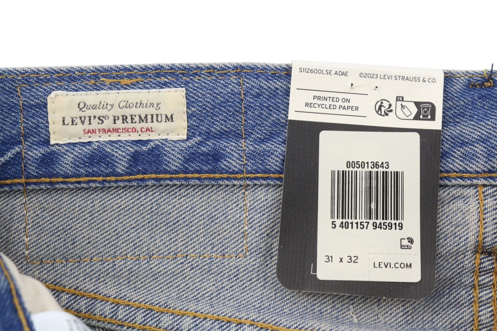 LEVI'S 501 Men Jeans W31/L32 Blue Whiskers Faded Aged Look Straight Fit Big E
