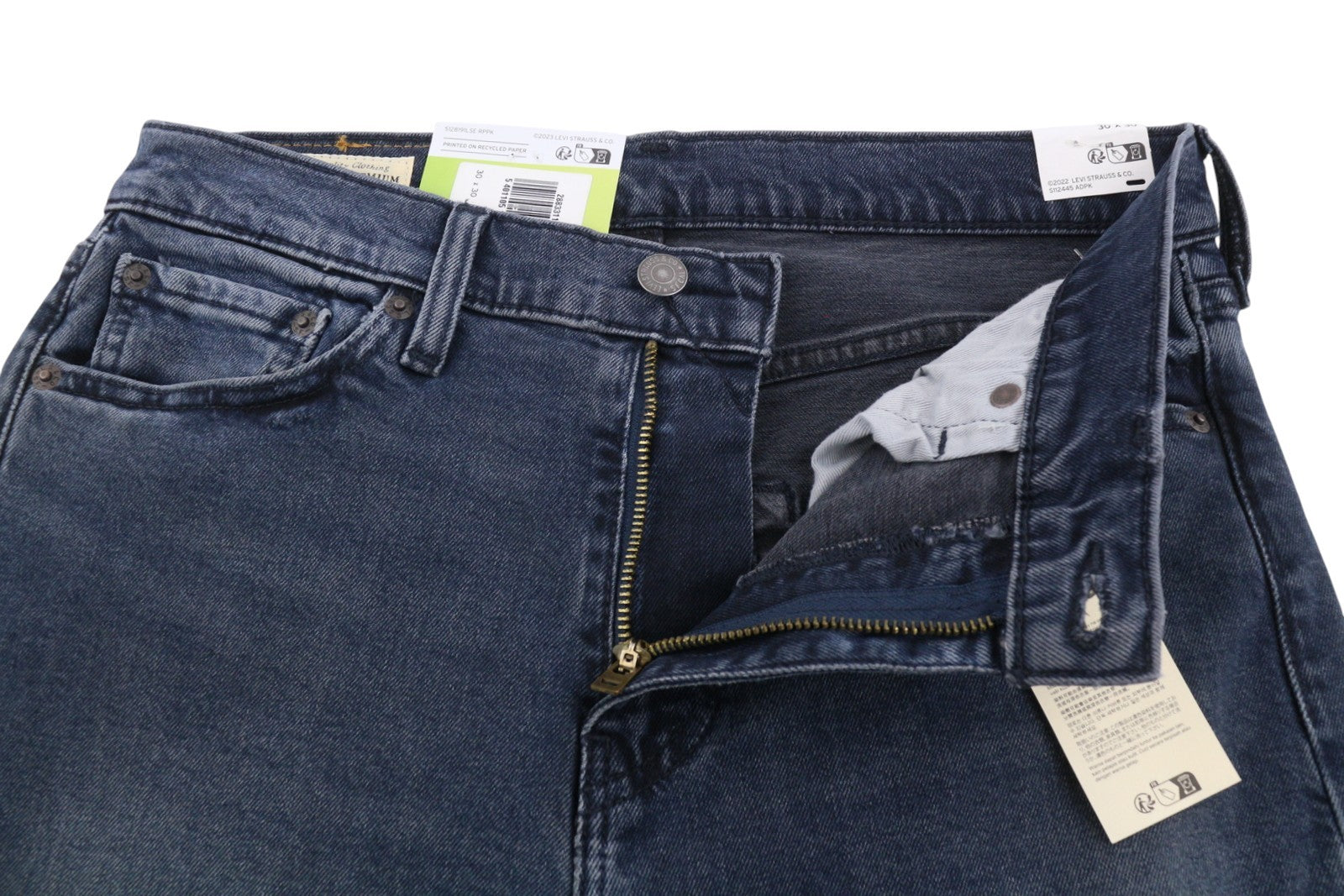 LEVI'S 512 Slim Taper Men Jeans W30/L30 Blue Whiskers Faded Stretch Big E