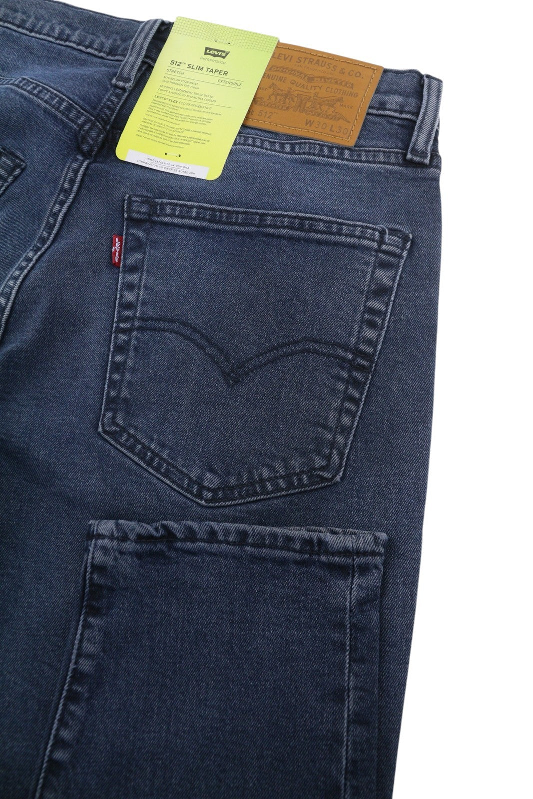 LEVI'S 512 Slim Taper Men Jeans W30/L30 Blue Whiskers Faded Stretch Big E