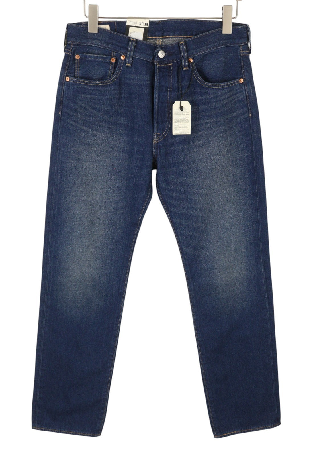LEVI'S 501 Men Jeans W32/L32 Blue Whiskers Faded Straight Fit Premium Big E