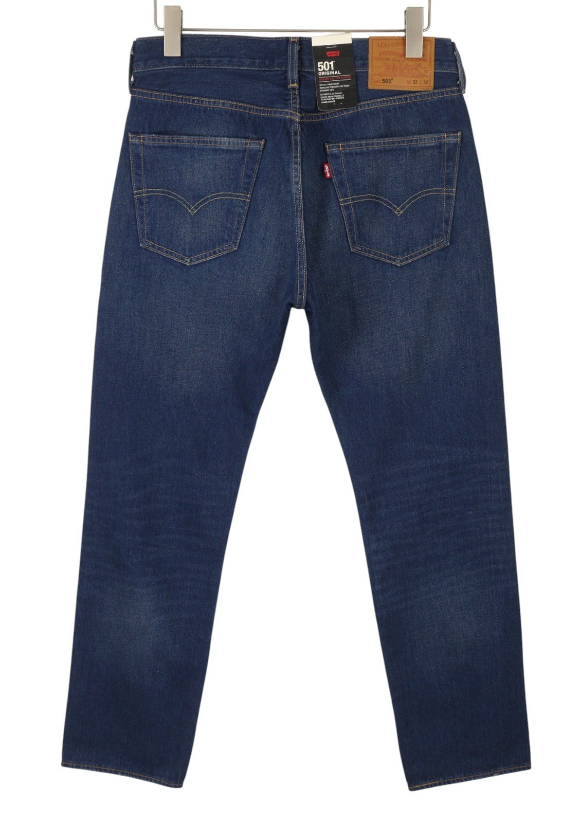 LEVI'S 501 Men Jeans W32/L32 Blue Whiskers Faded Straight Fit Premium Big E