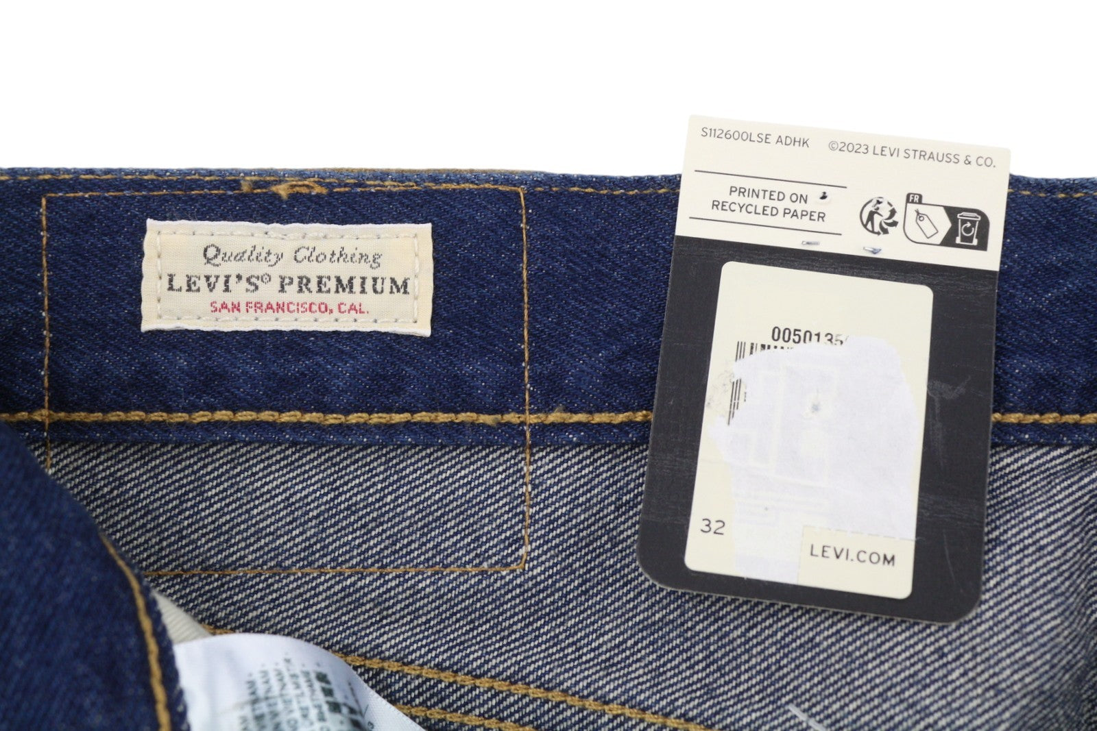 LEVI'S 501 Men Jeans W32/L32 Blue Whiskers Faded Straight Fit Premium Big E