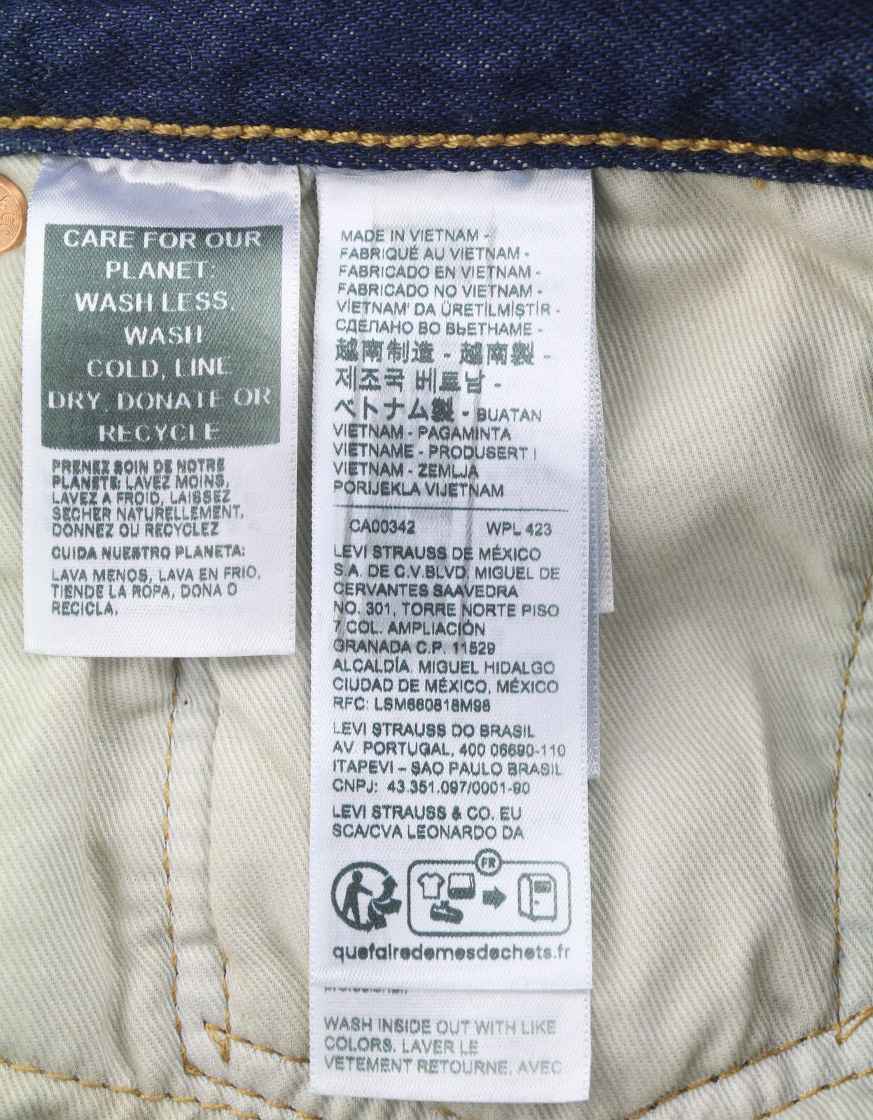 LEVI'S 501 Men Jeans W32/L32 Blue Whiskers Faded Straight Fit Premium Big E