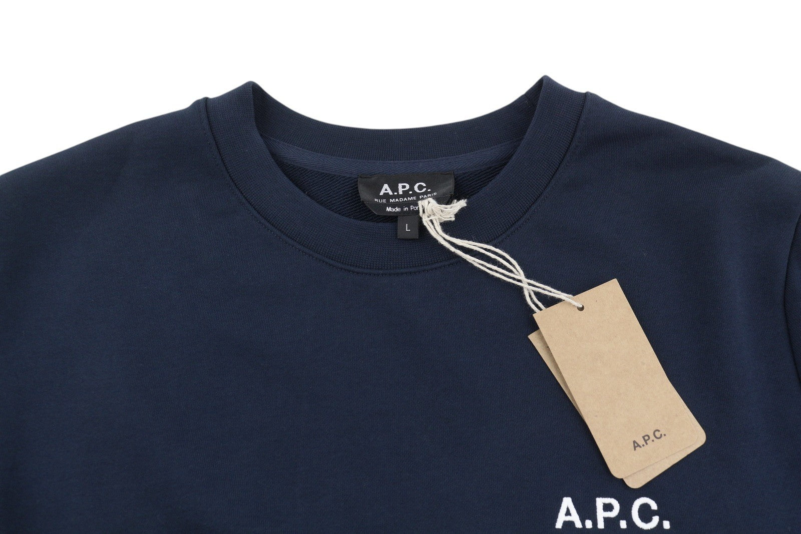 A.P.C. Rider Men Sweatshirt L Dark Blue Crew Neck Cotton Logo Pullover RRP220