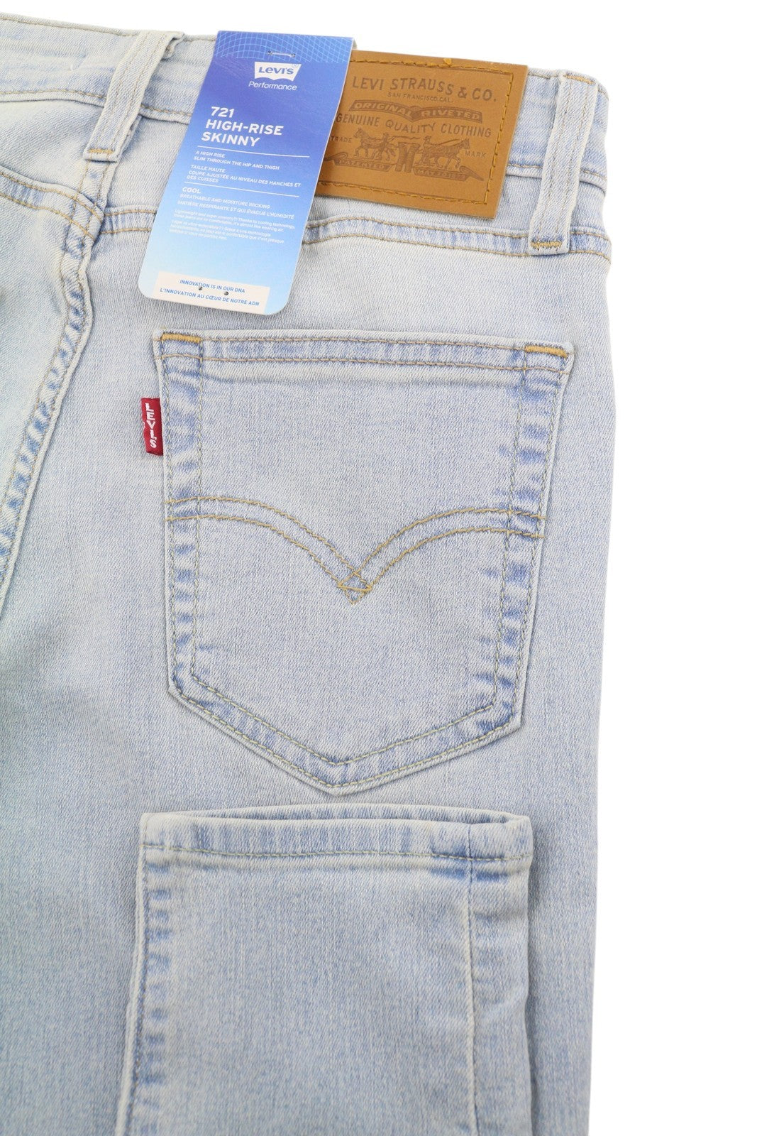 LEVI'S 721 High Rise Skinny Women Jeans W25/L28 Blue Faded Premium Big E