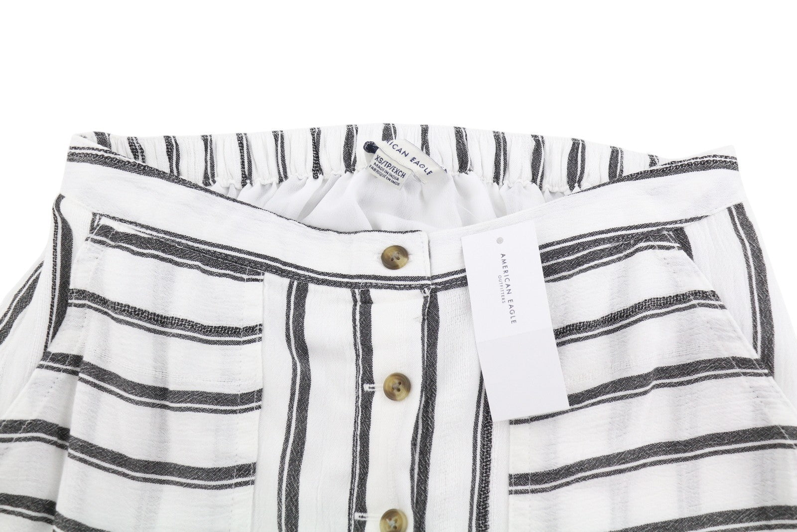 AMERICAN EAGLE OUTFITTERS Women Skirt XS White Striped Buttoned Midi