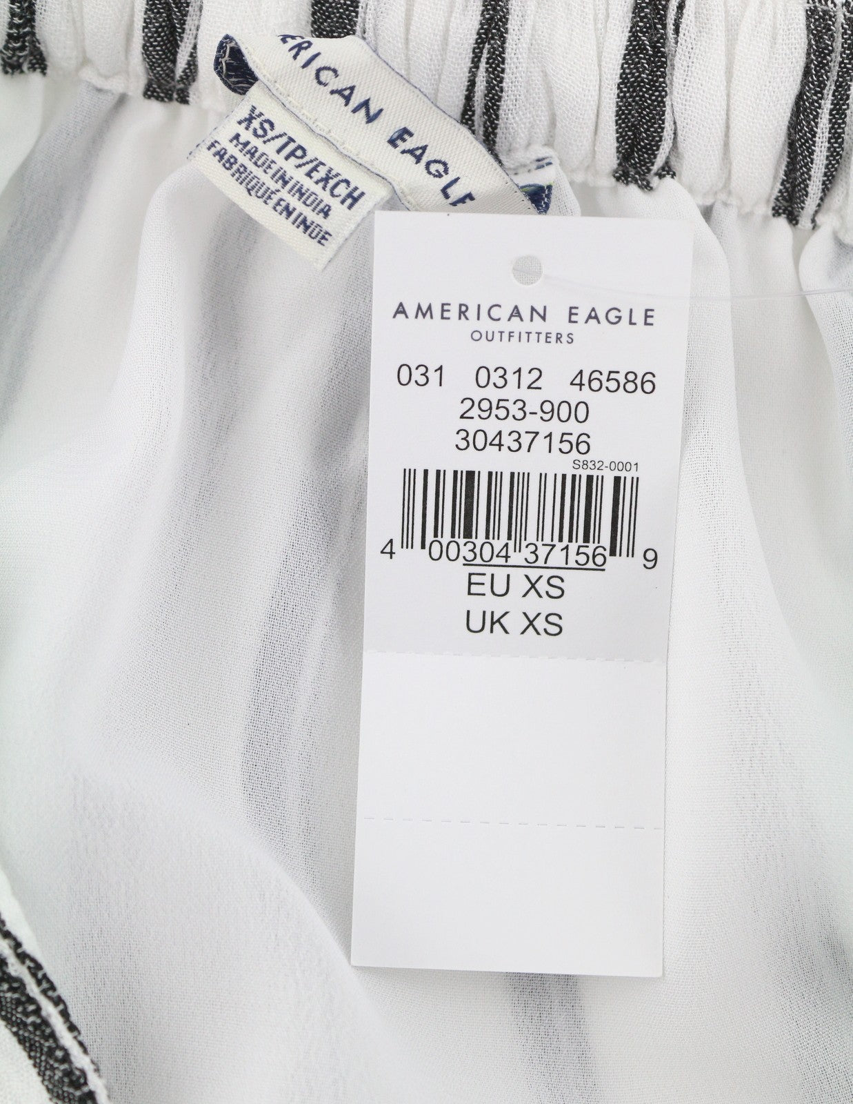 AMERICAN EAGLE OUTFITTERS Women Skirt XS White Striped Buttoned Midi