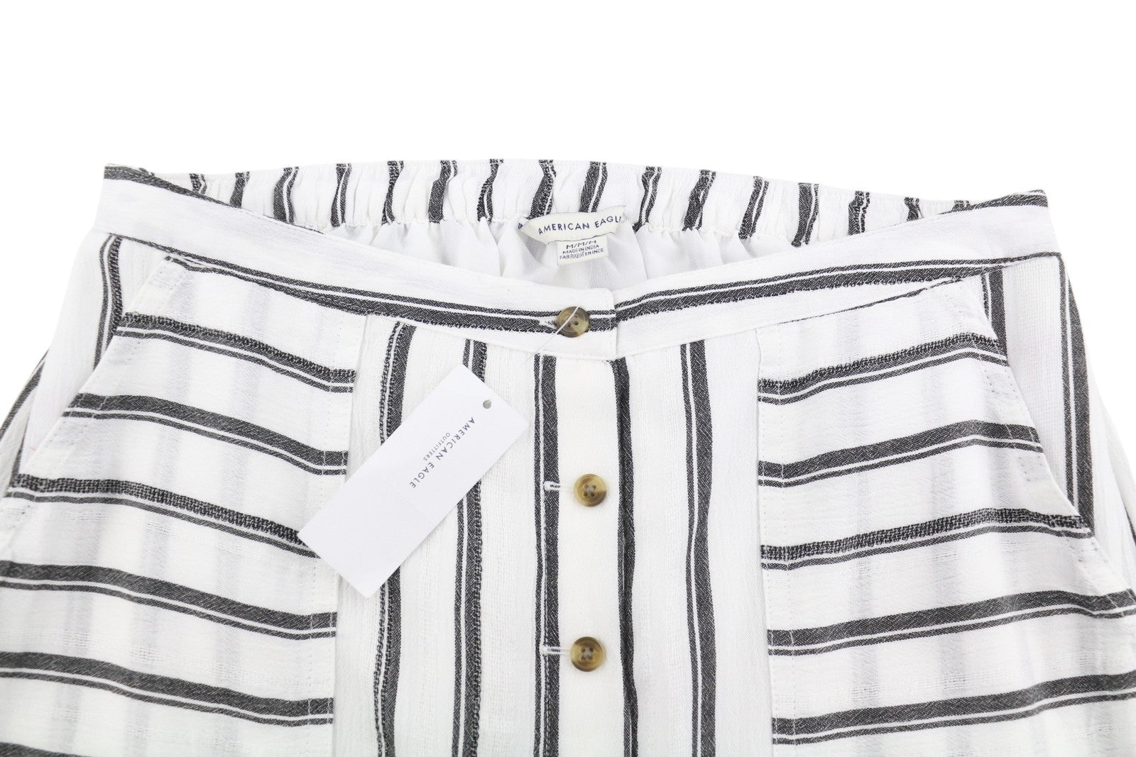 AMERICAN EAGLE OUTFITTERS Women Skirt M White Striped Buttoned Midi