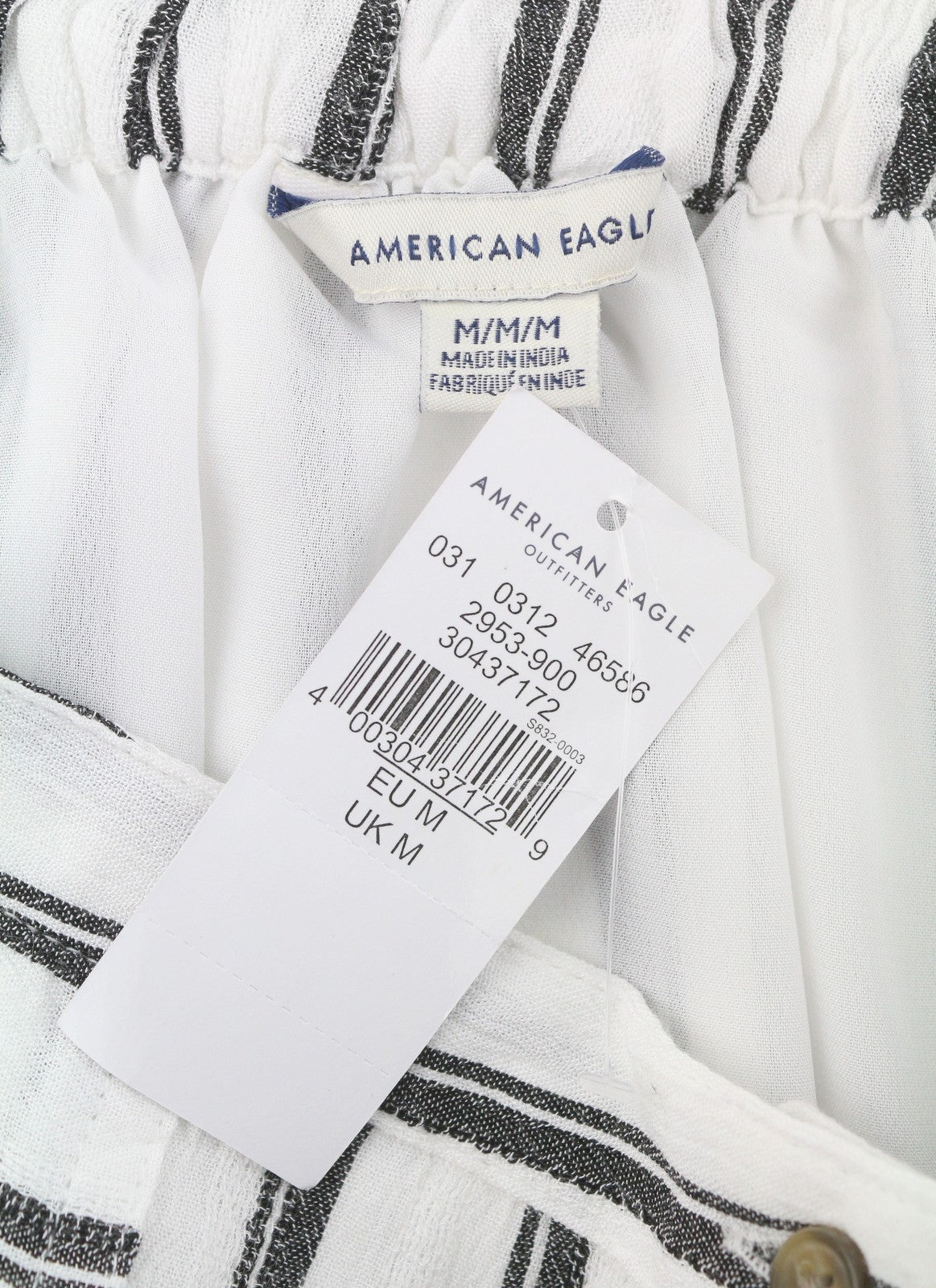 AMERICAN EAGLE OUTFITTERS Women Skirt M White Striped Buttoned Midi