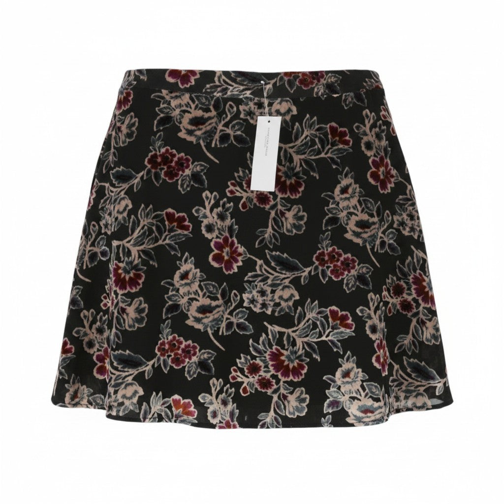 AMERICAN EAGLE OUTFITTERS Women Skirt S Black Floral Print Lined Mini