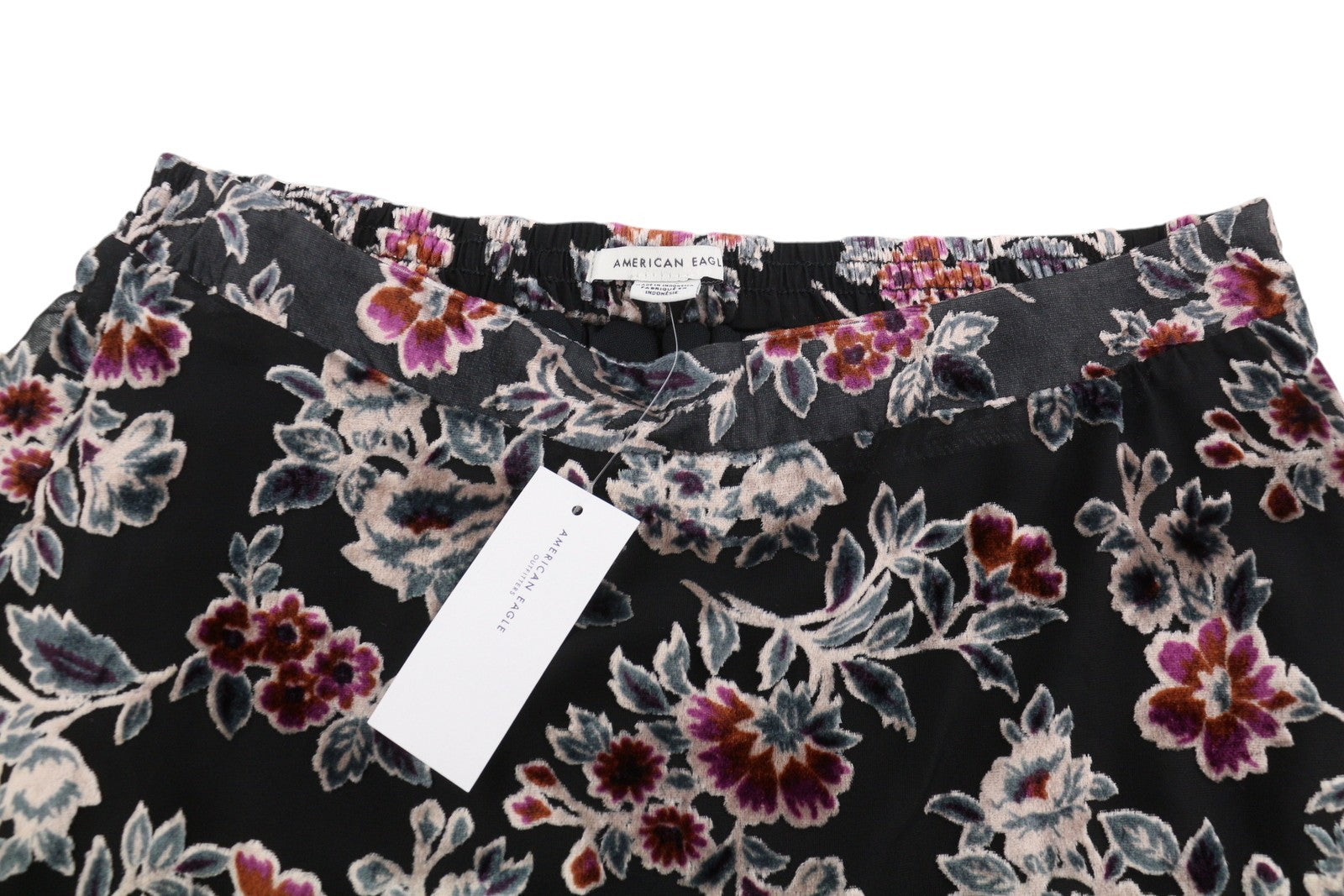 AMERICAN EAGLE OUTFITTERS Women Skirt S Black Floral Print Lined Mini