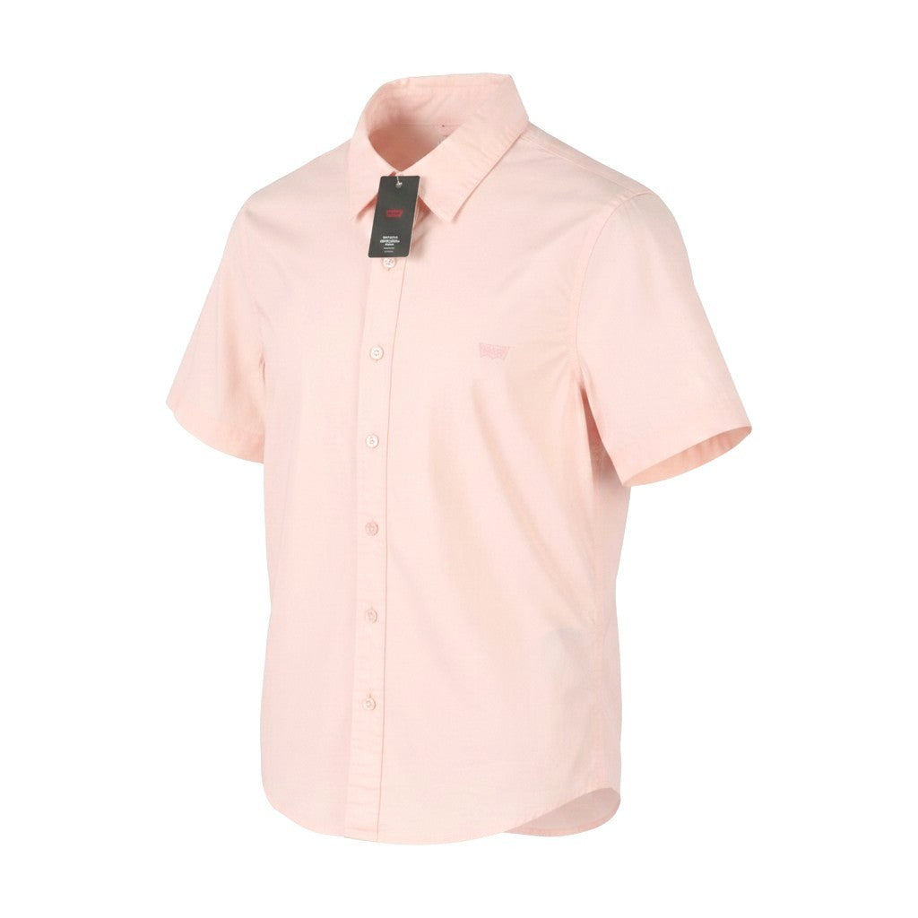LEVI'S Battery Slim Men Shirt XS Pink Button Up Spread Short Sleeved