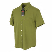 LEVI'S Standard Men Shirt S Green Linen Blend Button Up Short Sleeve