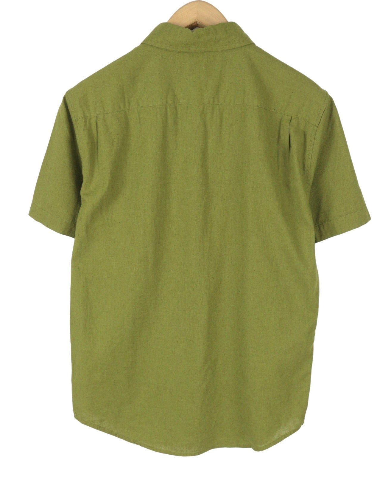 LEVI'S Standard Men Shirt S Green Linen Blend Button Up Short Sleeve