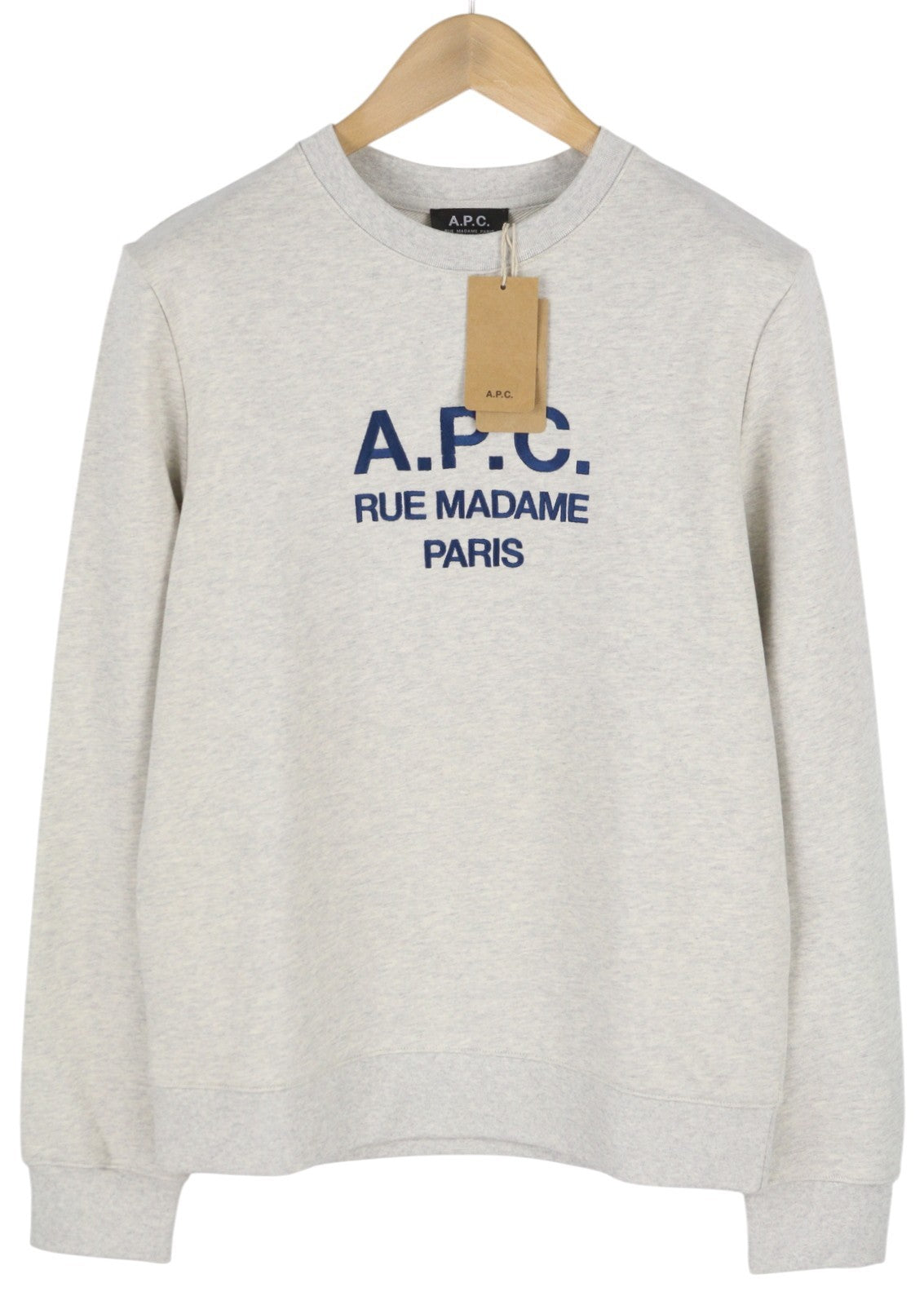 A.P.C. Rufus Men Sweatshirt S Melange Grey Crew Neck Cotton Pullover RRP389