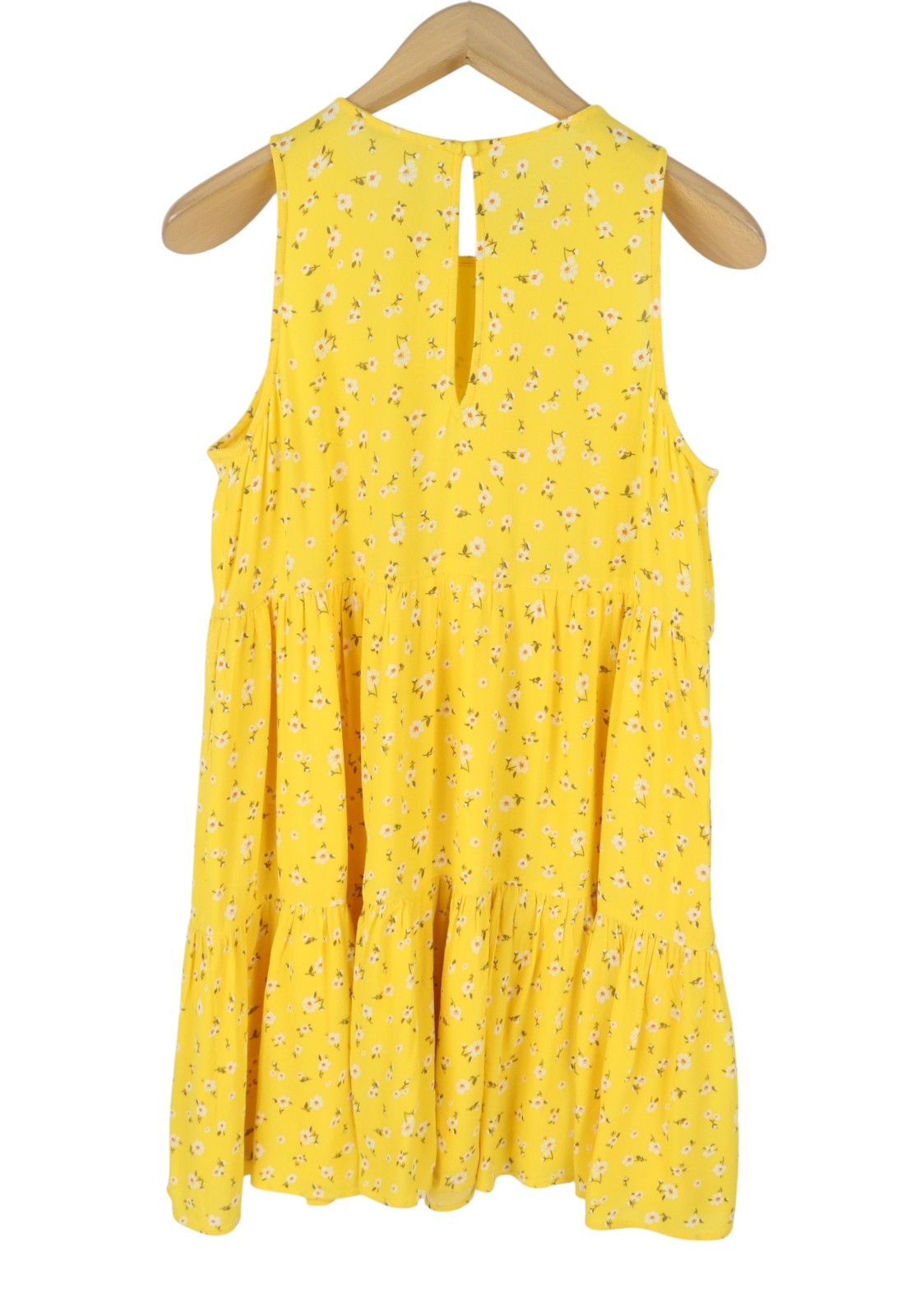 AMERICAN EAGLE OUTFITTERS Women Dress S Yellow Floral Print Crew Sleeveless