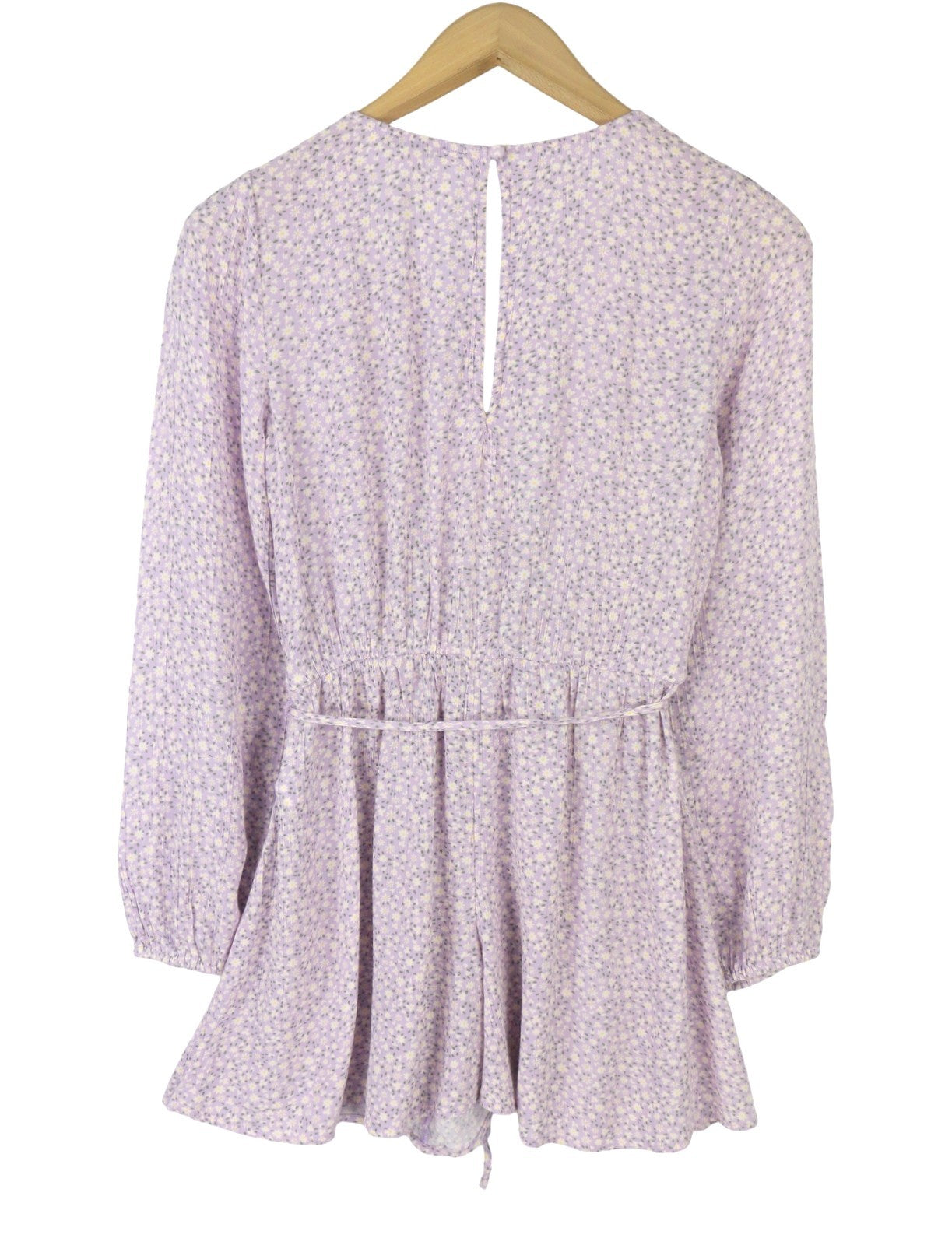 AMERICAN EAGLE OUTFITTERS Women Romper XS Purple Floral Print V-Neck Long Sleeve