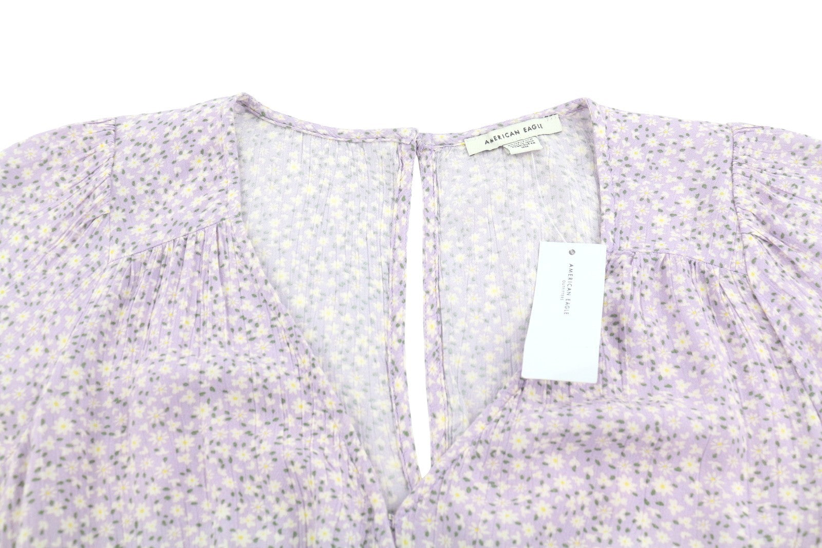 AMERICAN EAGLE OUTFITTERS Women Romper XS Purple Floral Print V-Neck Long Sleeve