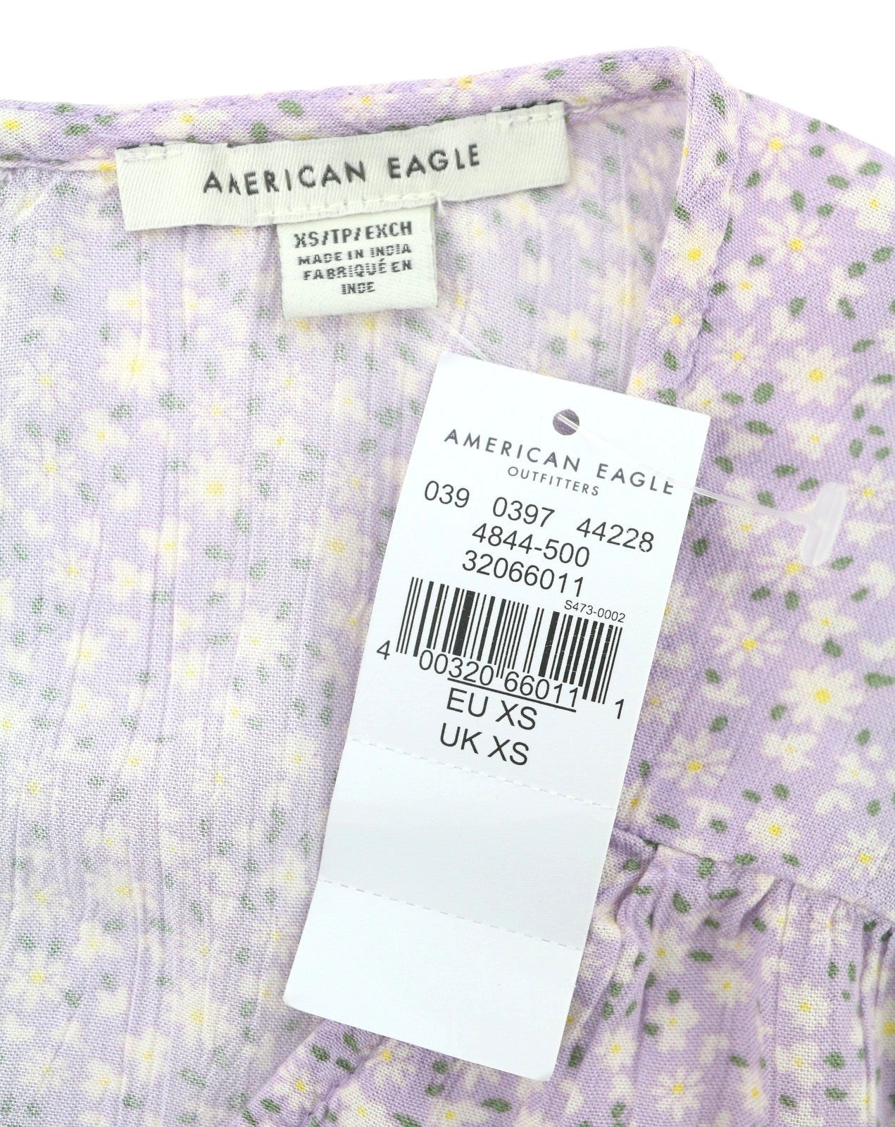 AMERICAN EAGLE OUTFITTERS Women Romper XS Purple Floral Print V-Neck Long Sleeve