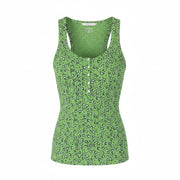AMERICAN EAGLE OUTFITTERS Women T-Shirt M Green Leopard Print Ribbed Sleeveless