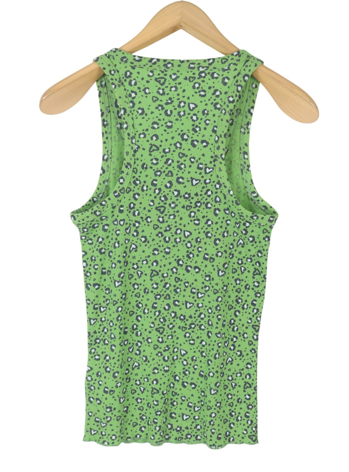 AMERICAN EAGLE OUTFITTERS Women T-Shirt M Green Leopard Print Ribbed Sleeveless