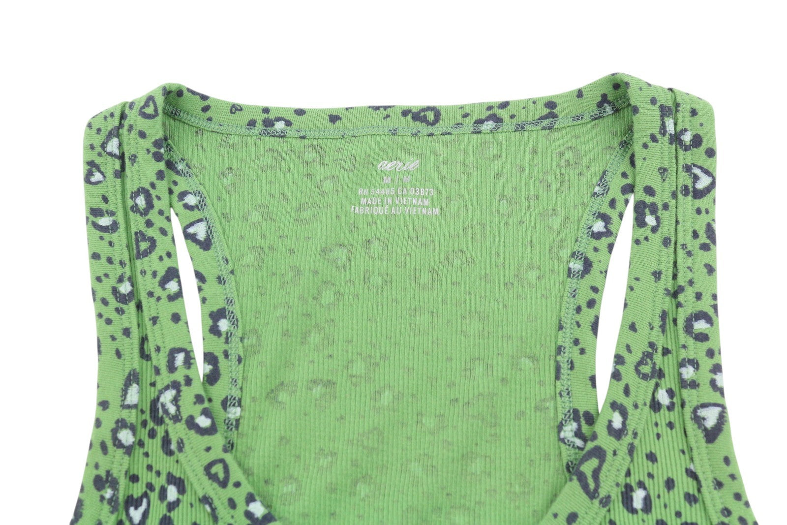 AMERICAN EAGLE OUTFITTERS Women T-Shirt M Green Leopard Print Ribbed Sleeveless
