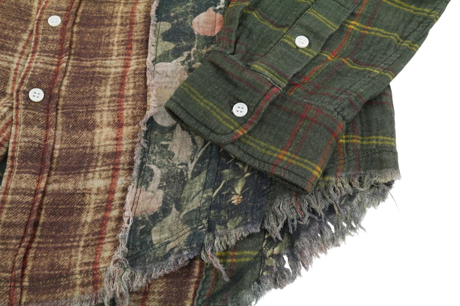 R13 Multi-Strip Drop Neck Women Shirt XS Floral Plaid Oversized FW25 RRP945