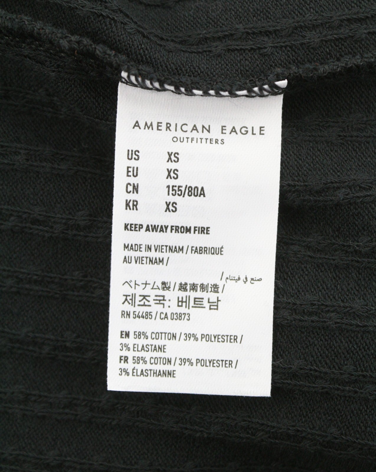 AMERICAN EAGLE OUTFITTERS Women T-Shirt XS Black Ribbed Cropped Short Sleeve