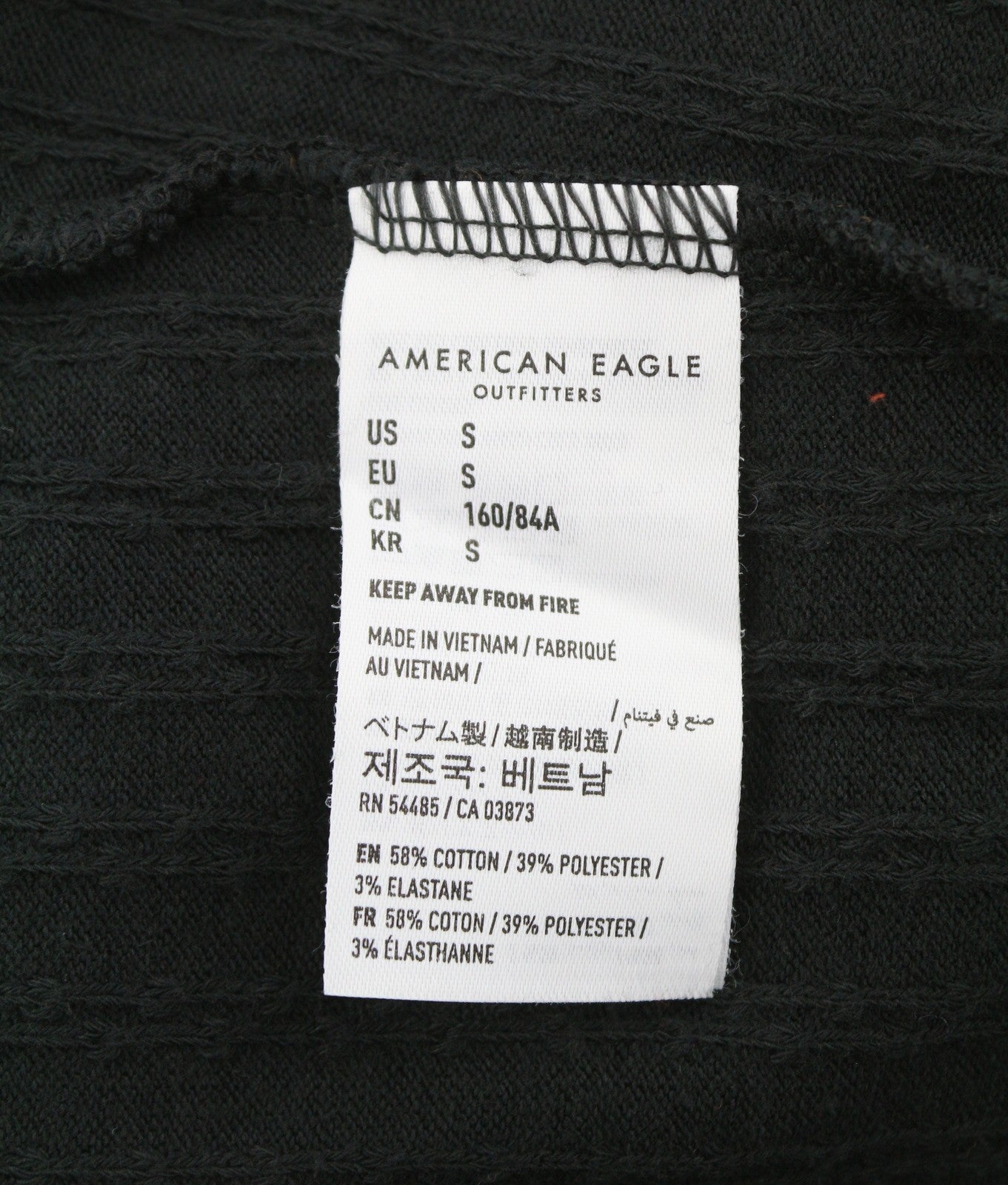 AMERICAN EAGLE OUTFITTERS Women T-Shirt S Black Ribbed Cropped Short Sleeve