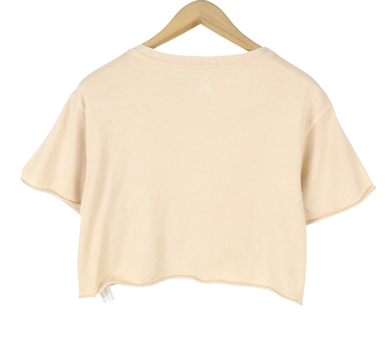 OFFLINE BY AERIE Women T-Shirt S Beige Round Neck Cropped Short Sleeve
