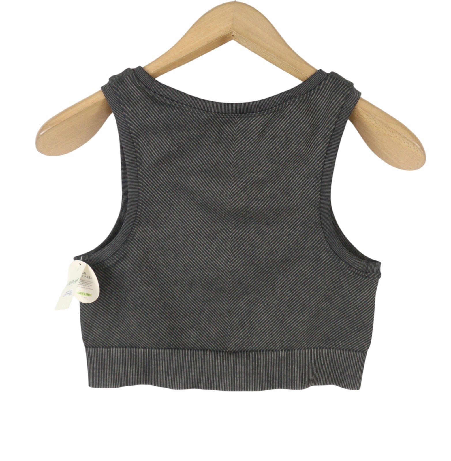 OFFLINE BY AERIE Macrame Longline Women Sports Bra L Grey Faded Stretch