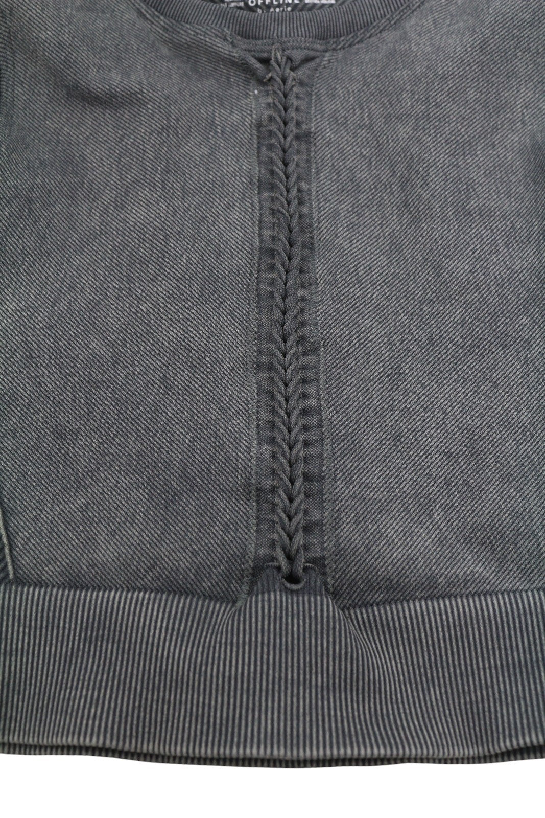 OFFLINE BY AERIE Macrame Longline Women Sports Bra L Grey Faded Stretch