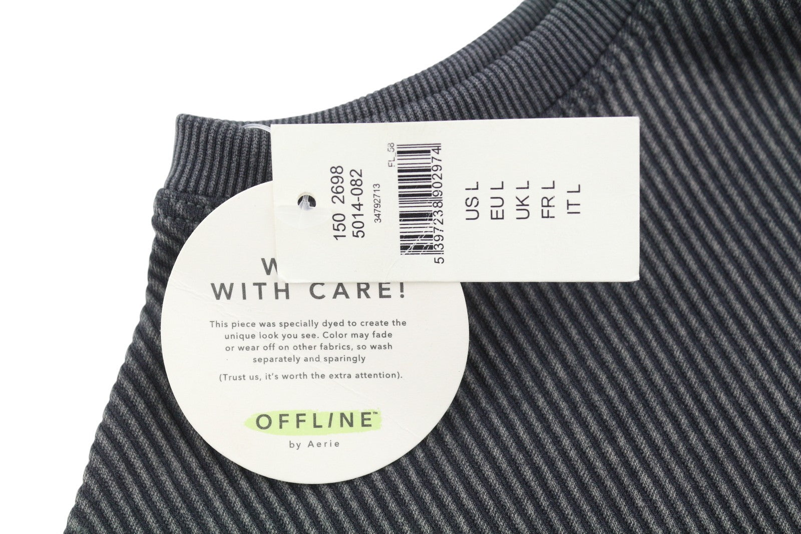 OFFLINE BY AERIE Macrame Longline Women Sports Bra L Grey Faded Stretch