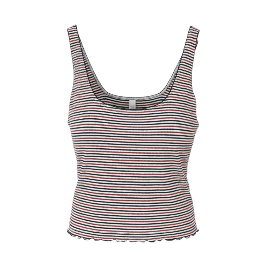 AMERICAN EAGLE OUTFITTERS Women T-Shirt L Multicolored Striped Square Sleeveless