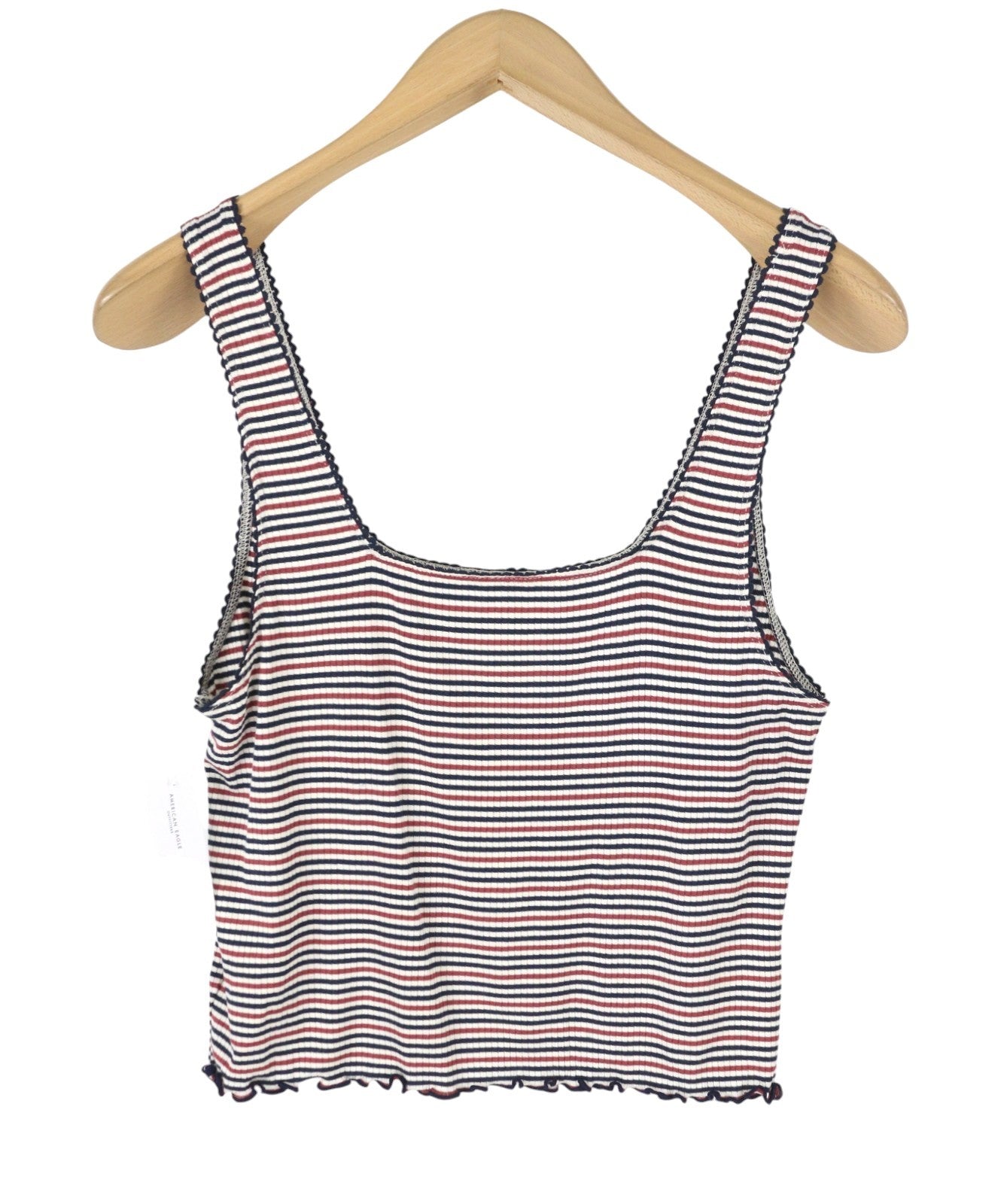 AMERICAN EAGLE OUTFITTERS Women T-Shirt L Multicolored Striped Square Sleeveless