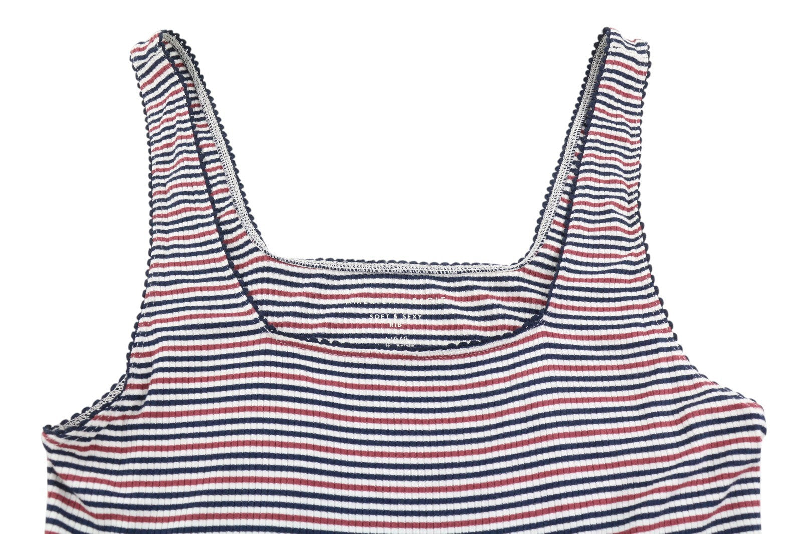 AMERICAN EAGLE OUTFITTERS Women T-Shirt L Multicolored Striped Square Sleeveless