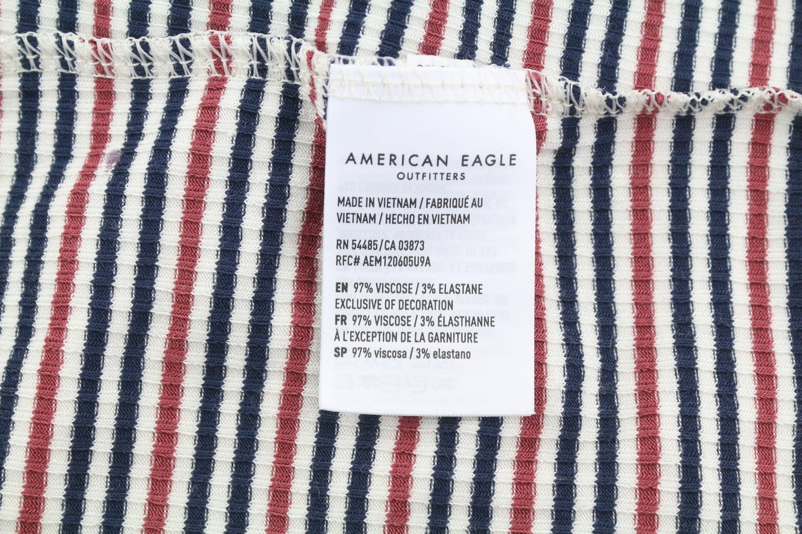 AMERICAN EAGLE OUTFITTERS Women T-Shirt L Multicolored Striped Square Sleeveless