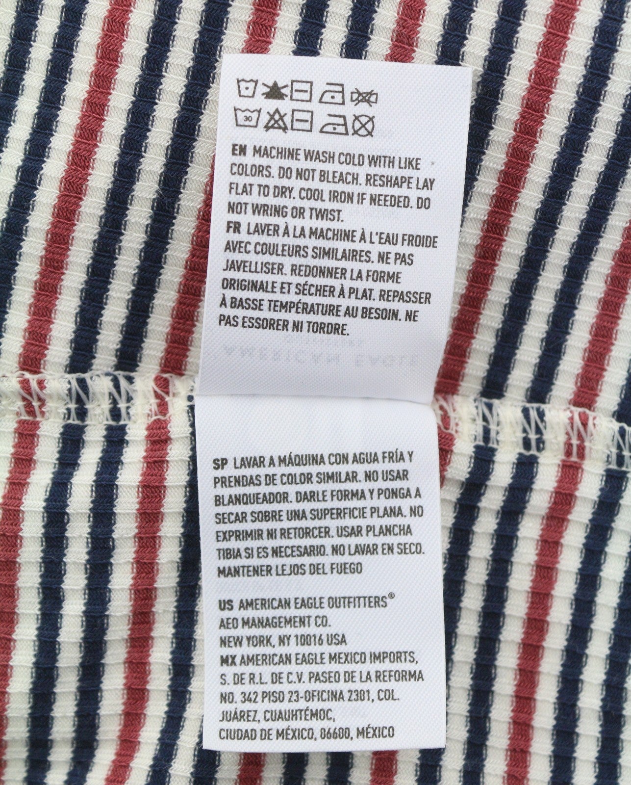 AMERICAN EAGLE OUTFITTERS Women T-Shirt L Multicolored Striped Square Sleeveless