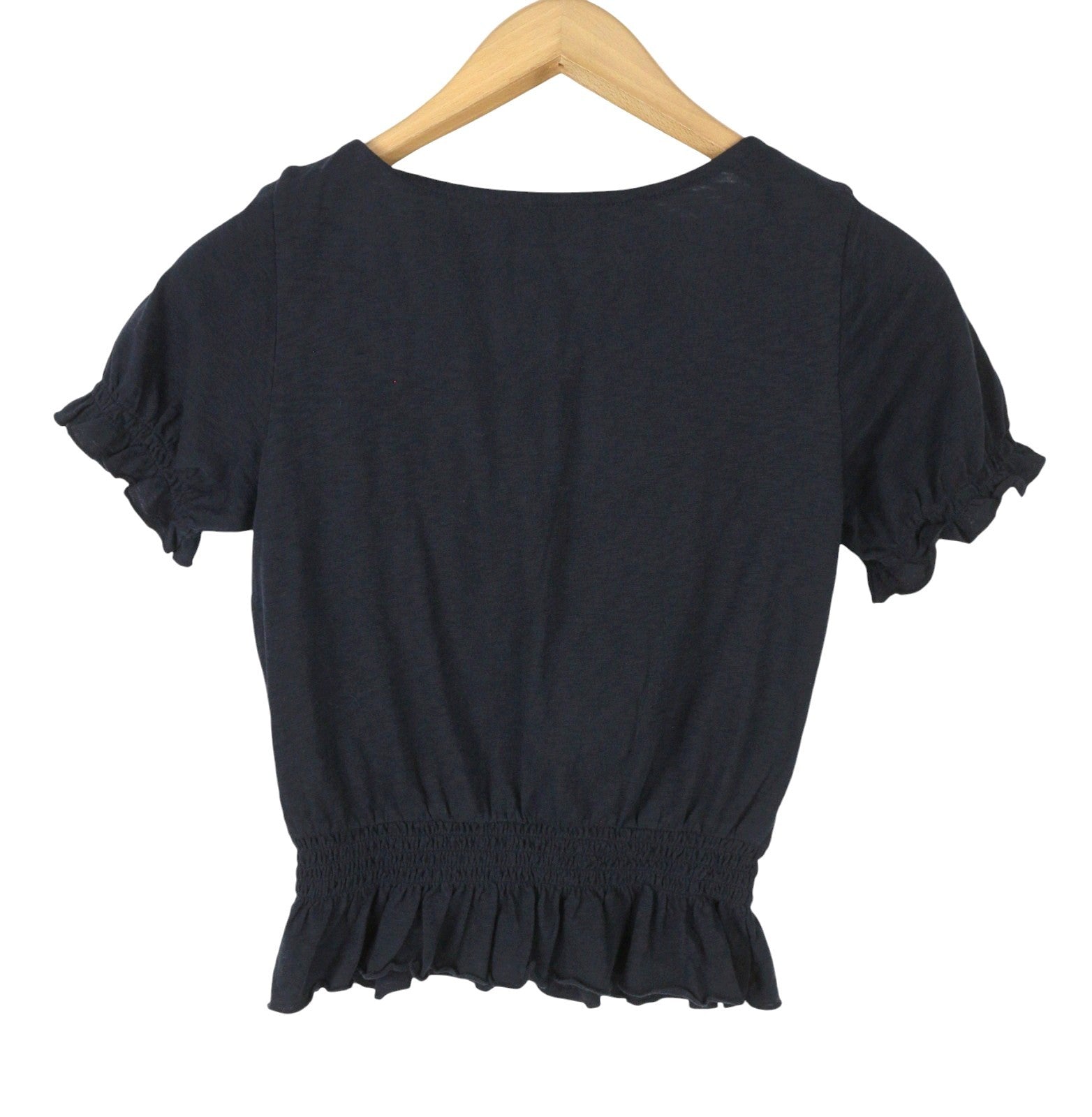 AMERICAN EAGLE OUTFITTERS Women T-Shirt 2XS Dark Blue Embroidered Short Sleeve