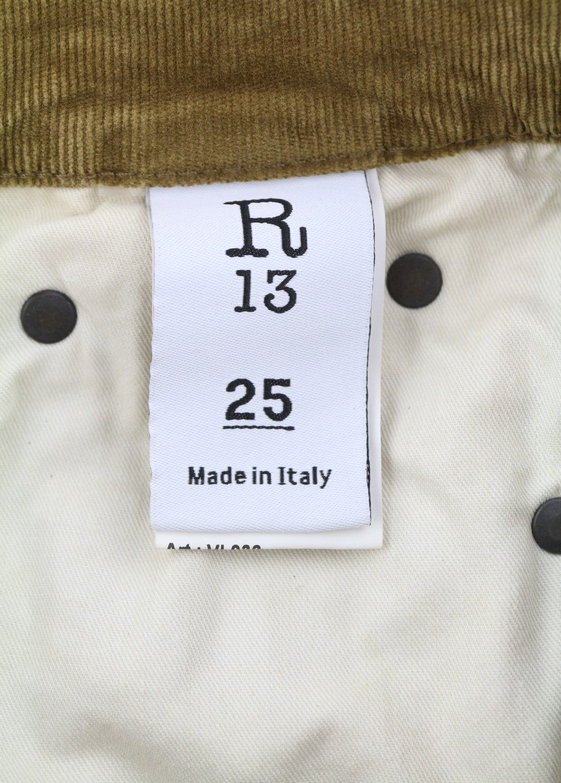 R13 Charlotee Women Trousers 25 Golden Brown Stretch Cord Faded FW25 RRP799