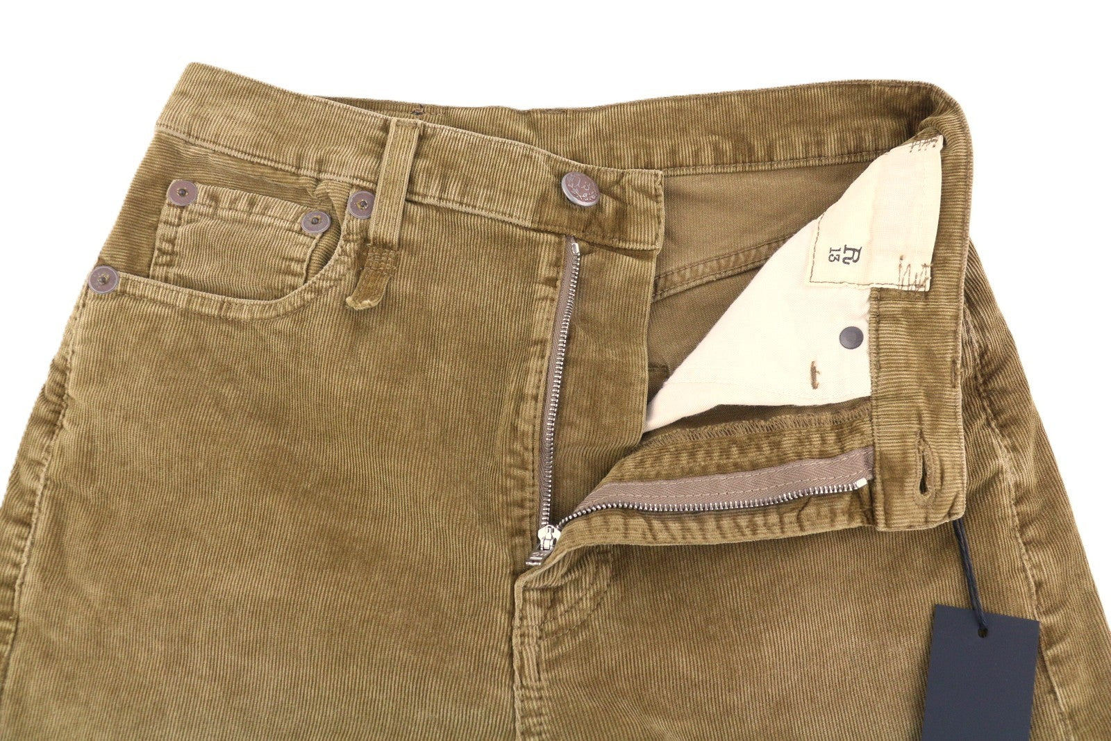 R13 Charlotee Women Trousers 25 Golden Brown Stretch Cord Faded FW25 RRP799