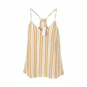 AMERICAN EAGLE OUTFITTERS Women T-Shirt S Beige Stripe V-Neck Sleeveless